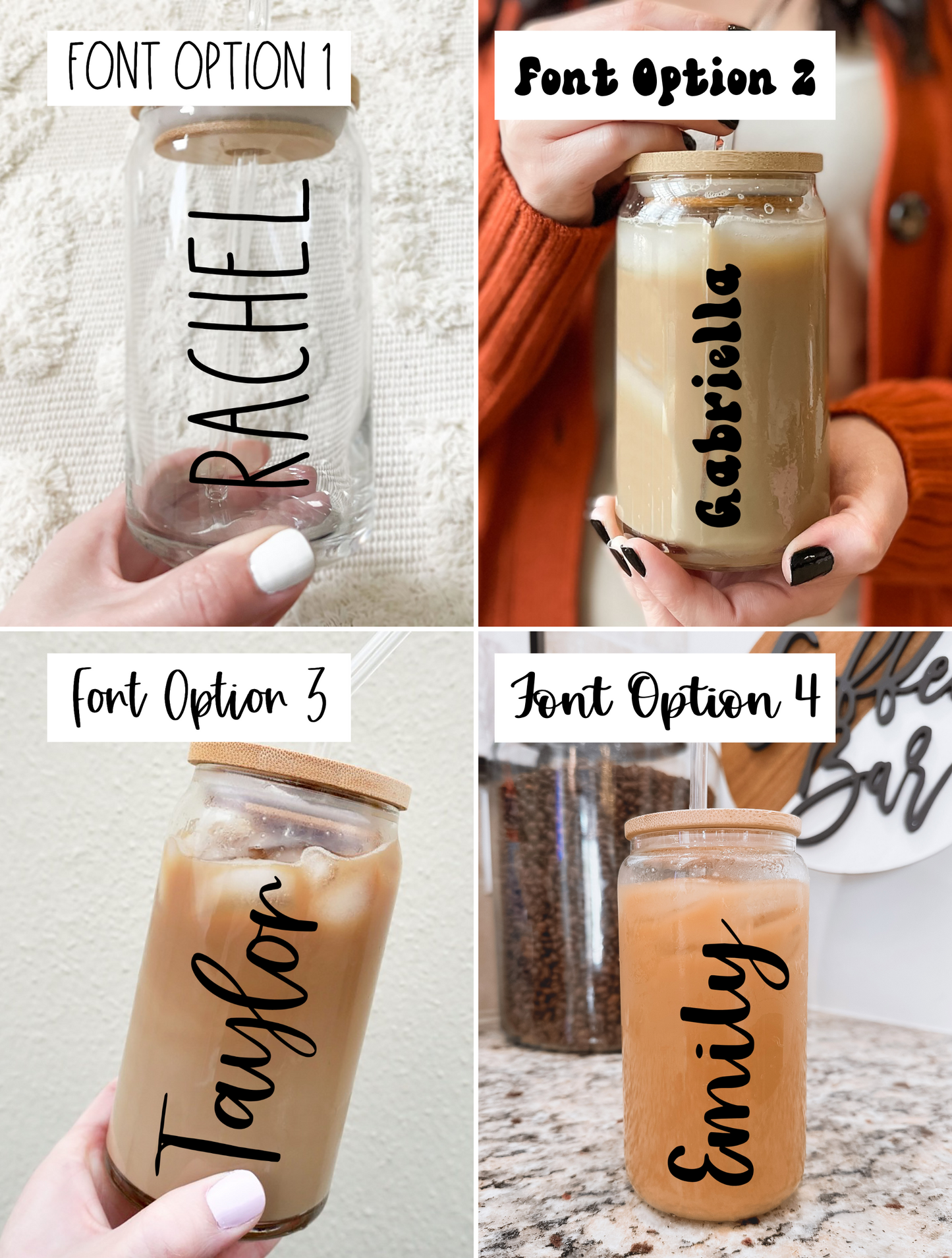 Personalized Iced Coffee Cup Glass Can Soda Cup With Lid and 
